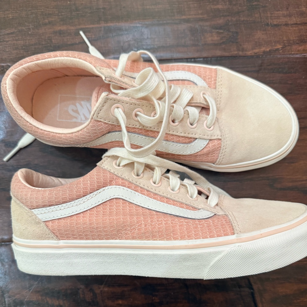 Vans Womens Pink Old Skool Woven Check Spanish Villa Suede Canvas Shoes Size 7.5 - Picture 11 of 13